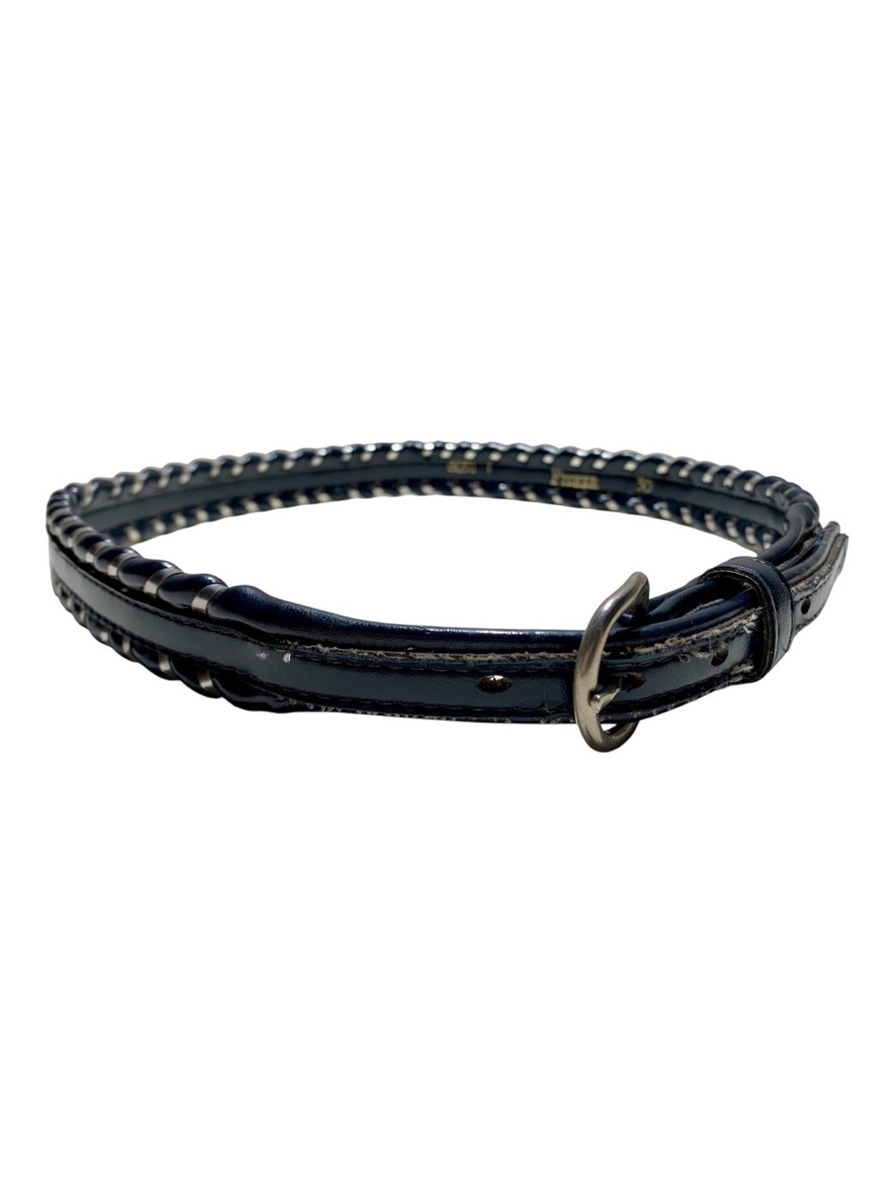 Women’s Fischer #8051 Navy Leather Belt With Braided Chrome Edge Size 30”